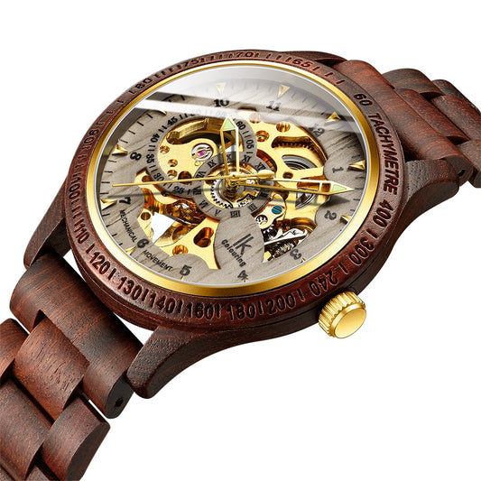 Klassiek mechanisch herenhorloge van hout