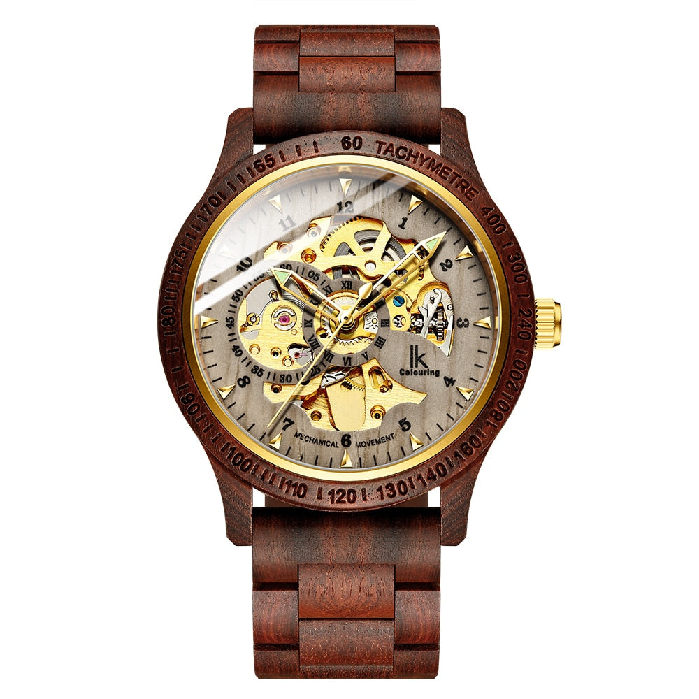 Klassiek mechanisch herenhorloge van hout