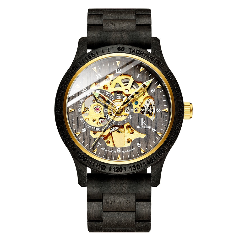 Klassiek mechanisch herenhorloge van hout