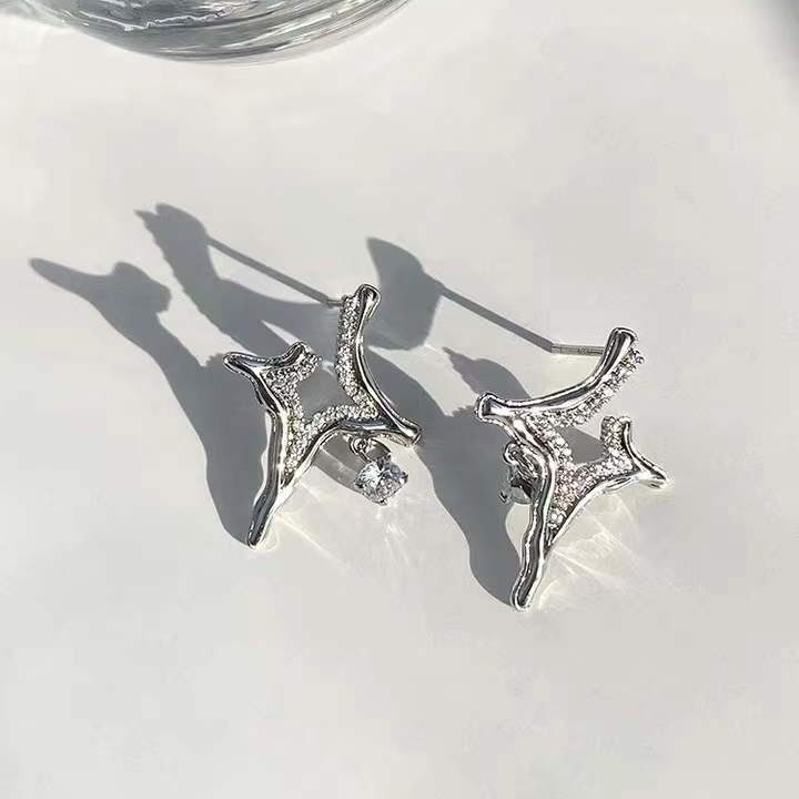 Oorbellen met strassteentjes in asterisme-stijl