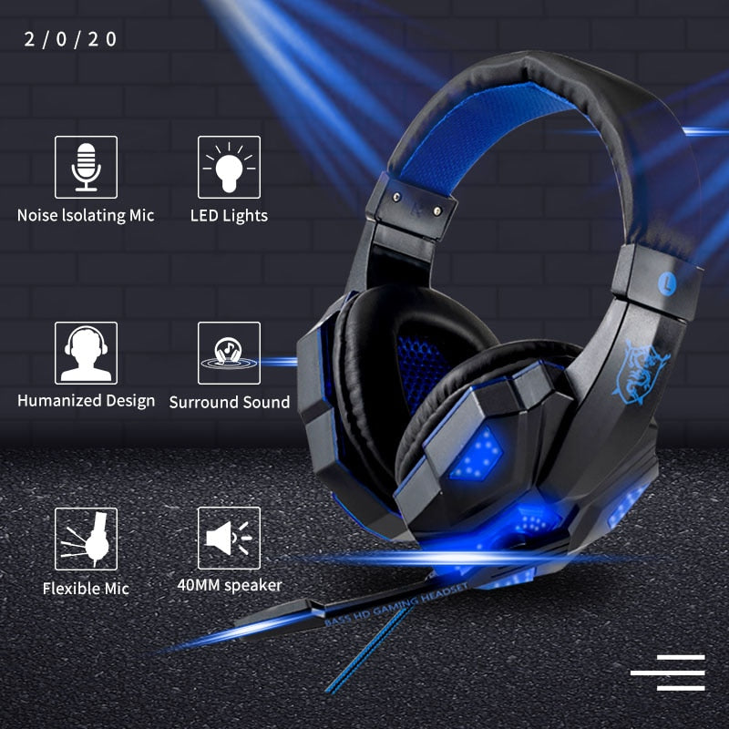Bedrade gamerheadset met ledverlichting