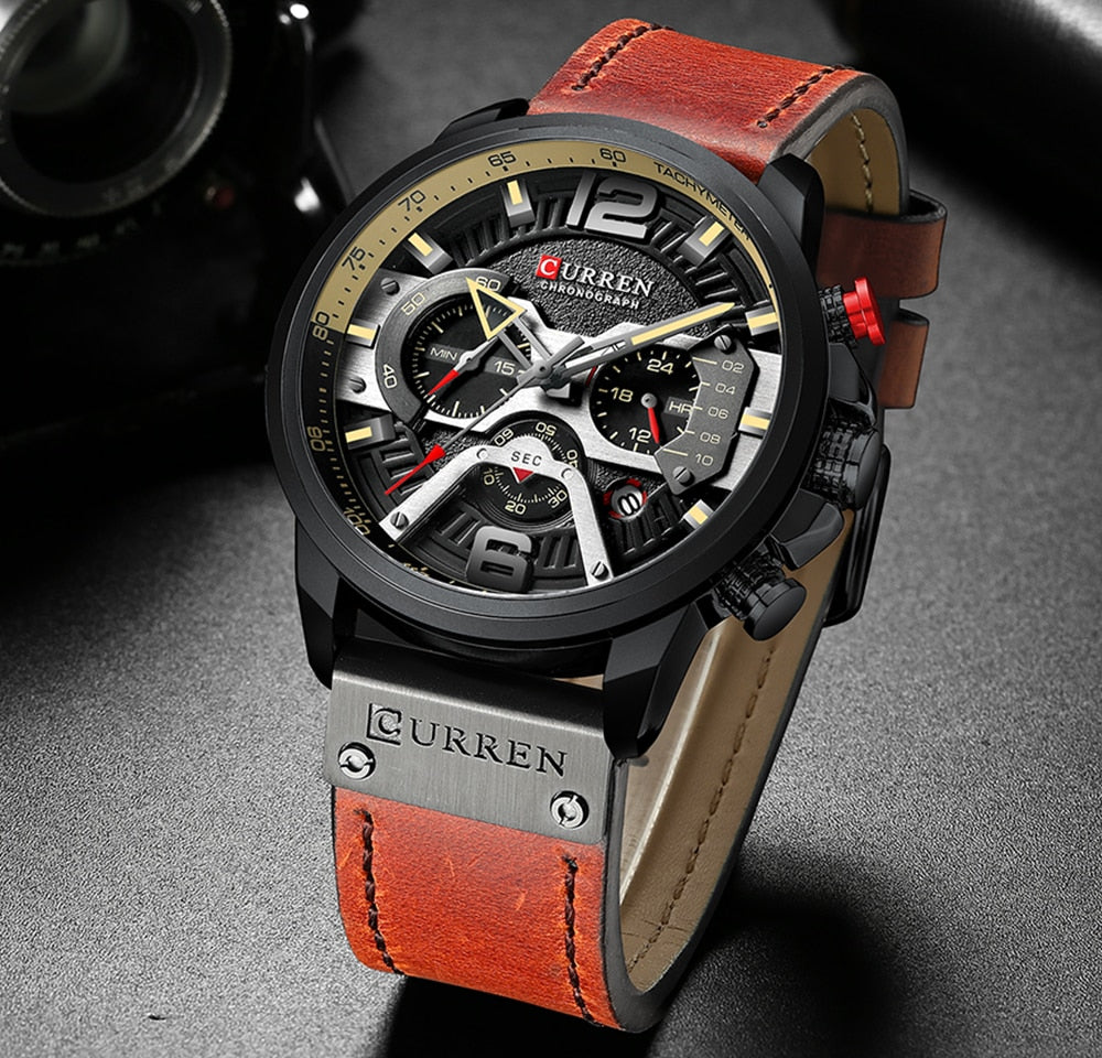 Militair Lederen Chronograaf Polshorloge