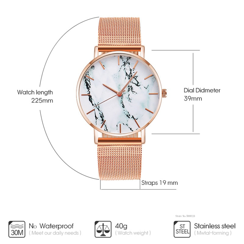 Modieus Roségoud Mesh Band Creatief Marmeren Dames Polshorloge Luxe Dames Quartz Horloges Cadeaus Relogio Feminino Dropshipping