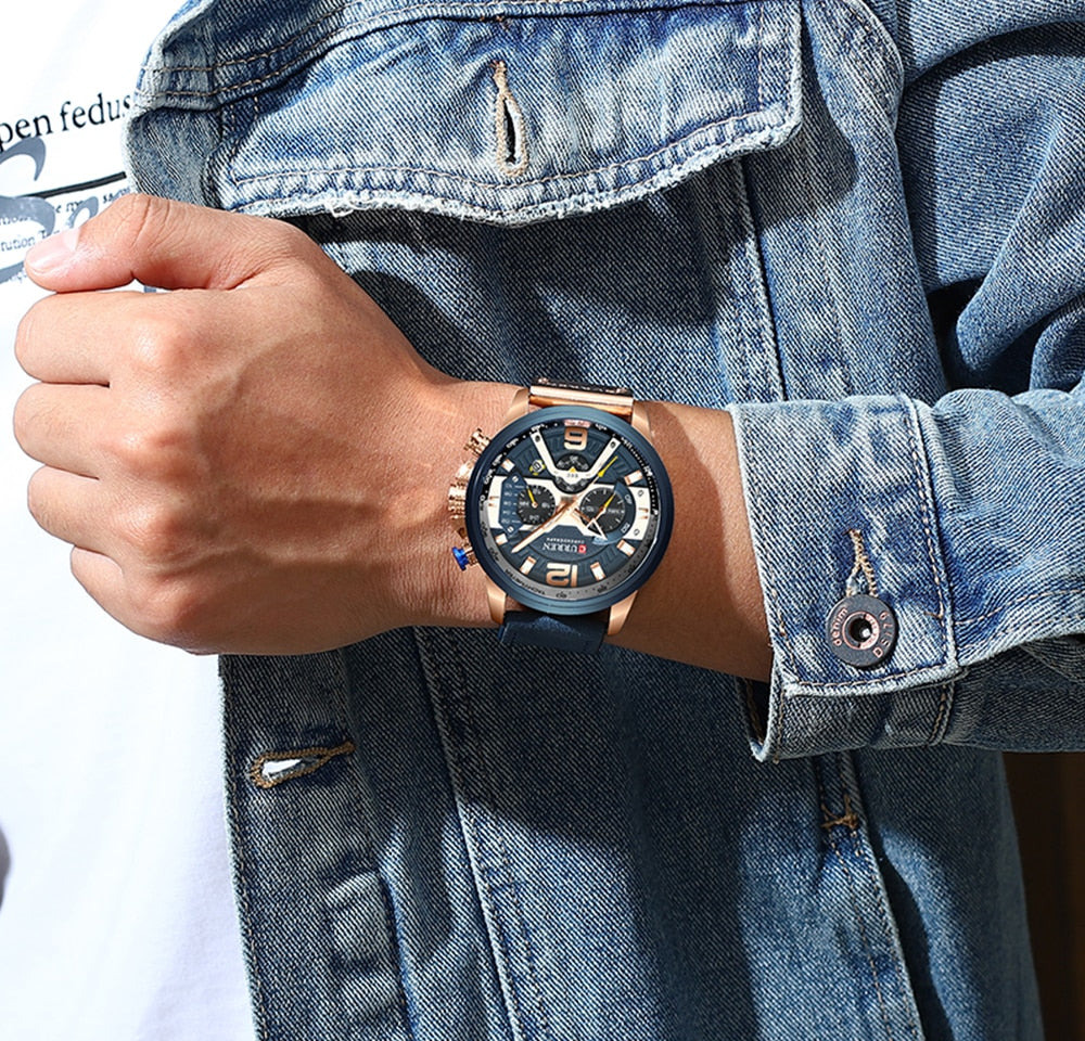 Militair Lederen Chronograaf Polshorloge