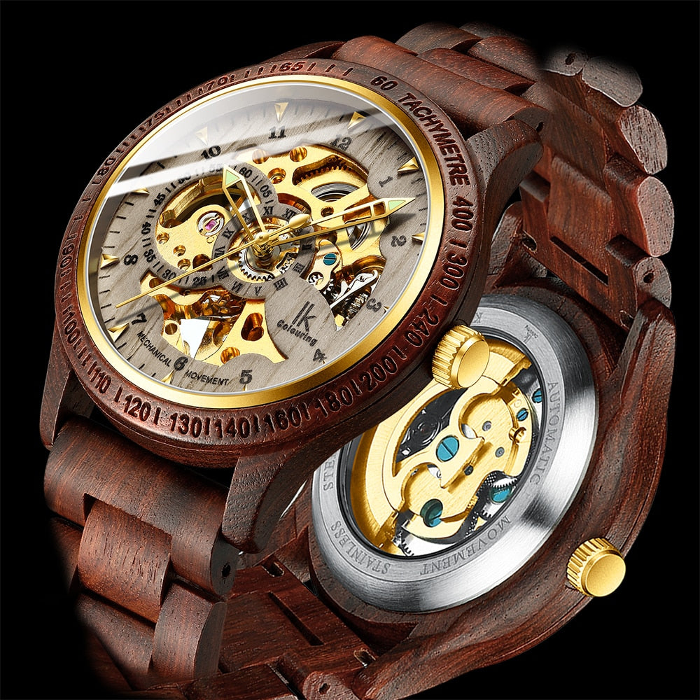 Klassiek mechanisch herenhorloge van hout