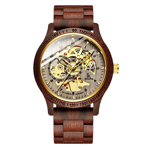 Klassiek mechanisch herenhorloge van hout