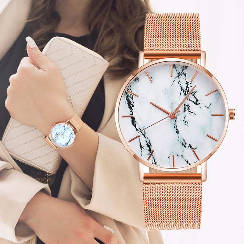 Modieus Roségoud Mesh Band Creatief Marmeren Dames Polshorloge Luxe Dames Quartz Horloges Cadeaus Relogio Feminino Dropshipping